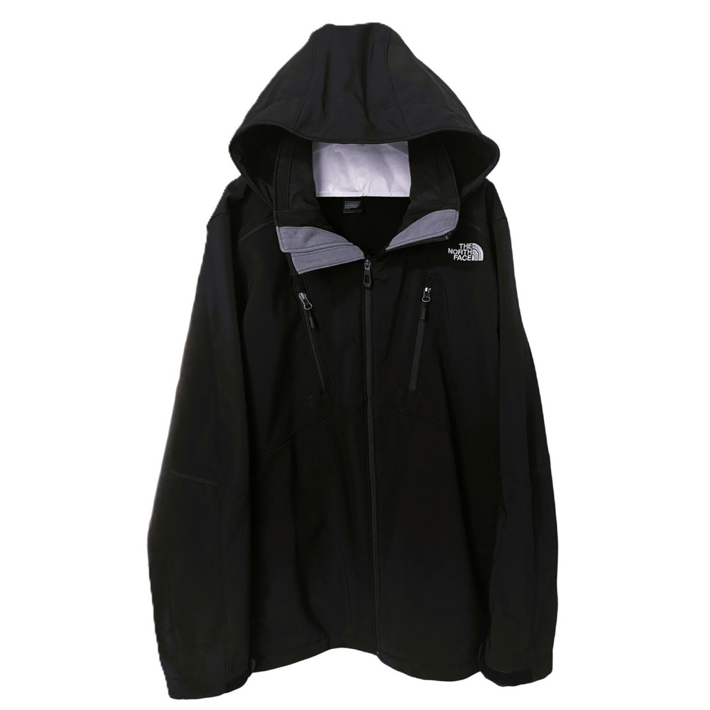The North Face A9ZV Soft Shell Jacket Men's Large Black Removable Hood Full Zip